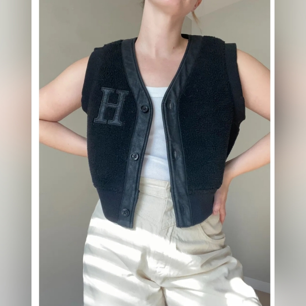 NEW Honor The Gift Black Sherpa Button Front Vest